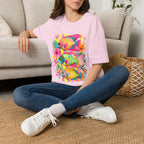 Tropical Colorful Fish T-Shirt | Neon Hibiscus Beach Illustration