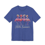 Hello Summer Flamingos T-Shirt | Pink Flamingo Beach Graphic Tee