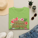 Hello Summer Vibes Watermelon Floral Leopard Print T-Shirt