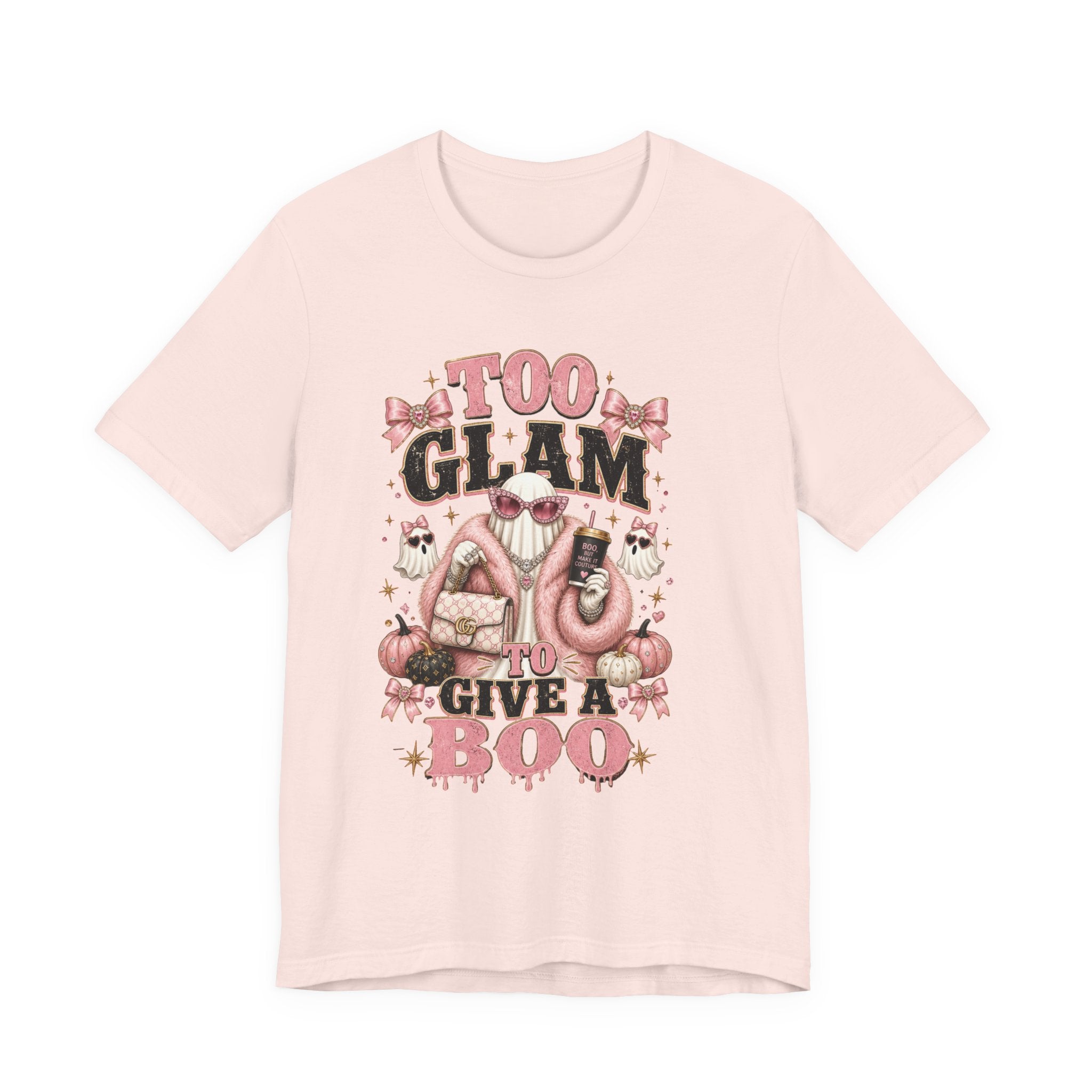Too Glam To Give A Boo Halloween Tee — Pink Glamorous Costume Shirt
