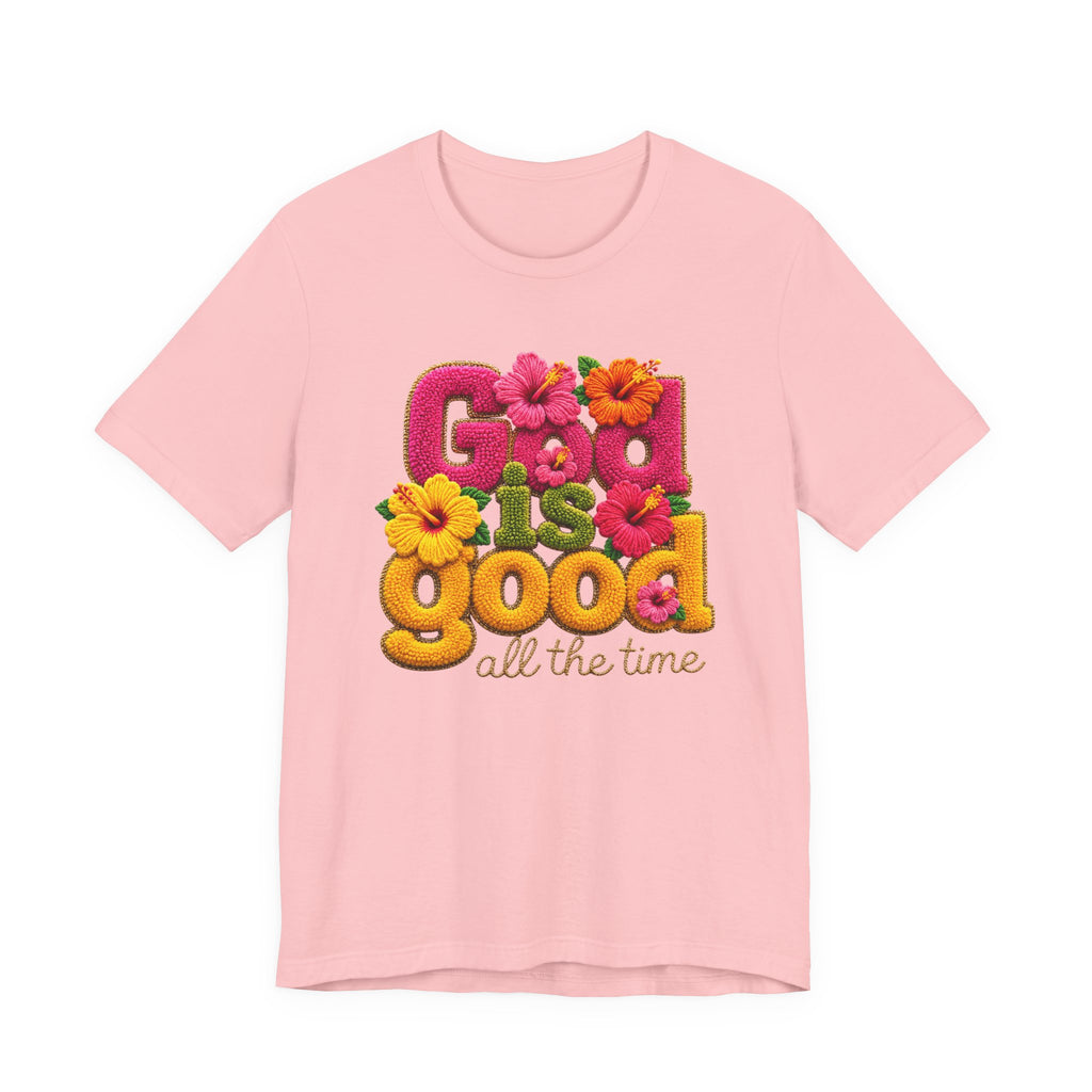 God Is Good all the time T-Shirt | Floral Retro Typography