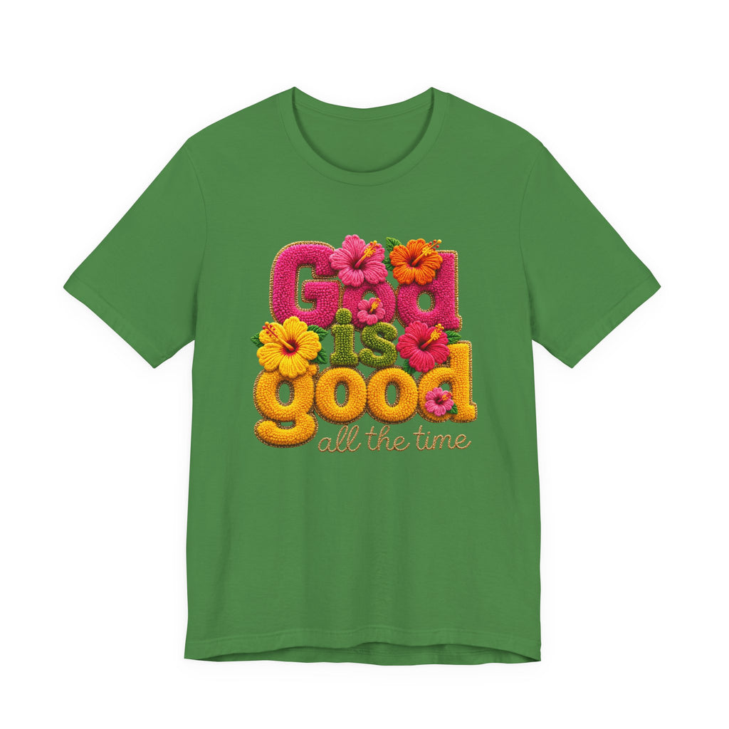 God Is Good all the time T-Shirt | Floral Retro Typography