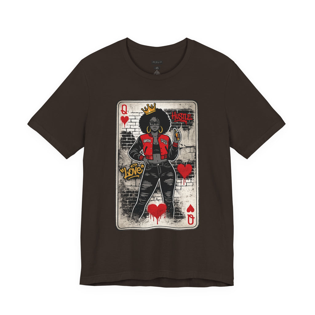 Queen of Hearts Playing Card Tee | Retro Street Art Queen, Love Hearts Design