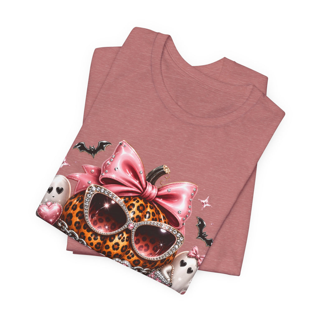 Spooky Mama T-Shirt — Cute Halloween Leopard Pumpkin Graphic Tee for Moms