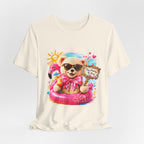Teddy Bear Pool Float Tee | Summer Bear with Sunglasses and Flamingo