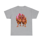 Two Chickens Taking Selfie T-Shirt | Funny Poultry Illustration