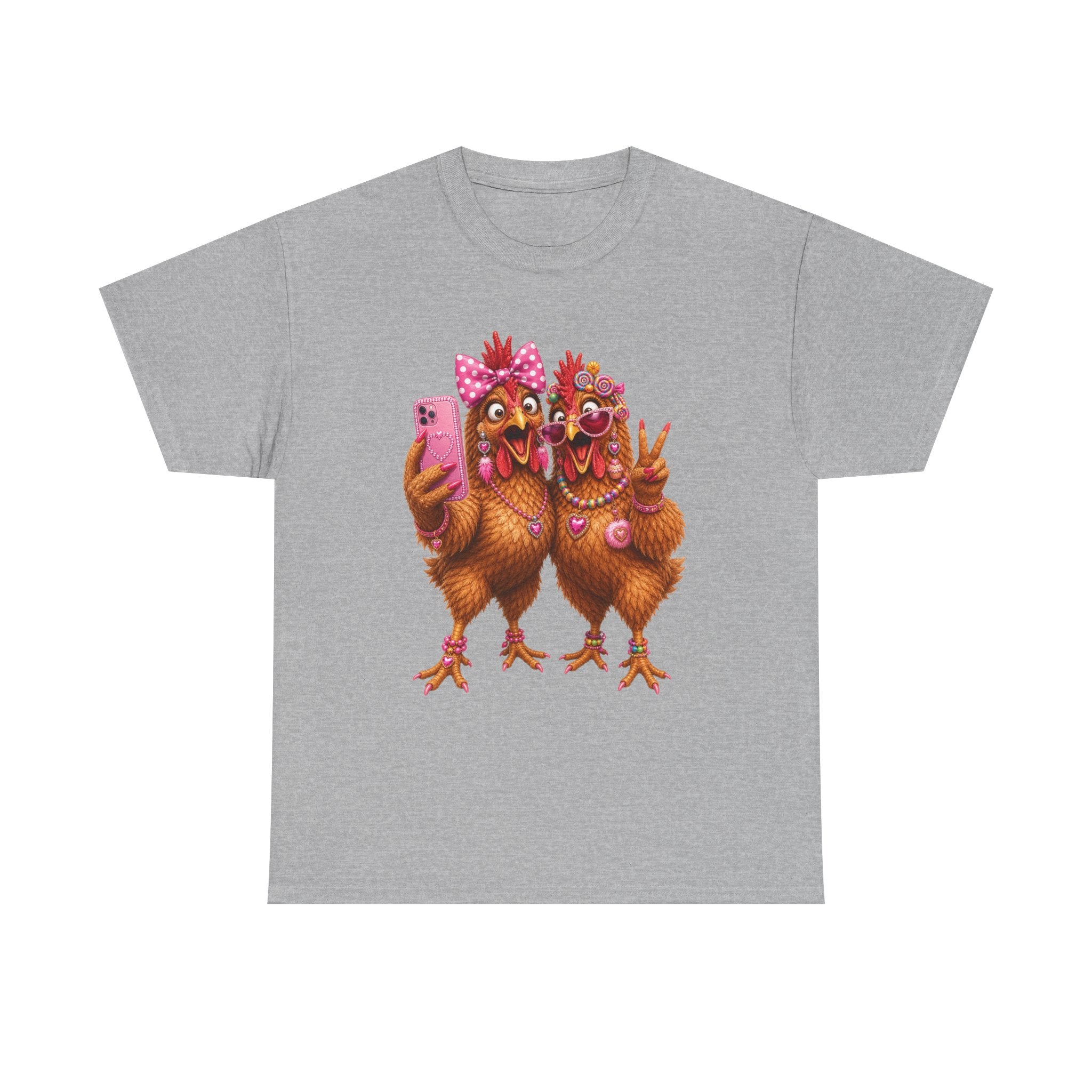 T-shirt « Deux poulets se prenant en selfie » | Illustration drôle de volaille