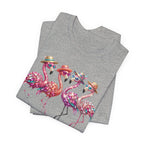 Hello Summer Flamingos T-Shirt | Pink Flamingo Beach Graphic Tee