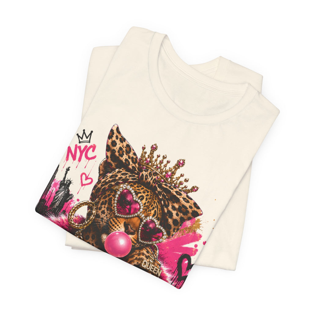Too Glam To Care Tee — Leopard Crown Cat Graphic Shirt