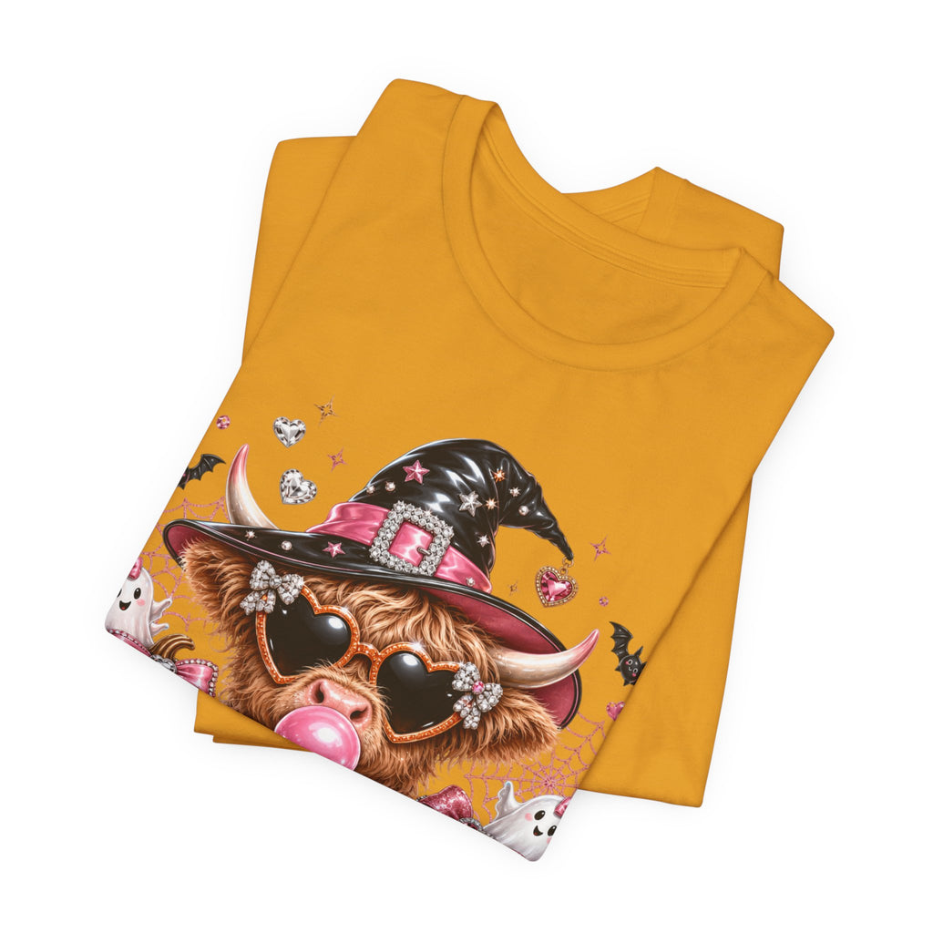 Halloween Cow T-Shirt — "Too Cute to Haunt" Cute Witch Cow Graphic Tee