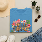 Hello Summer Vibes Watermelon Floral Leopard Print T-Shirt