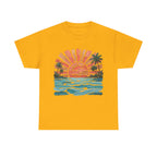 Vintage Sunset Palm Beach T-Shirt | Retro Surf Waves Tee