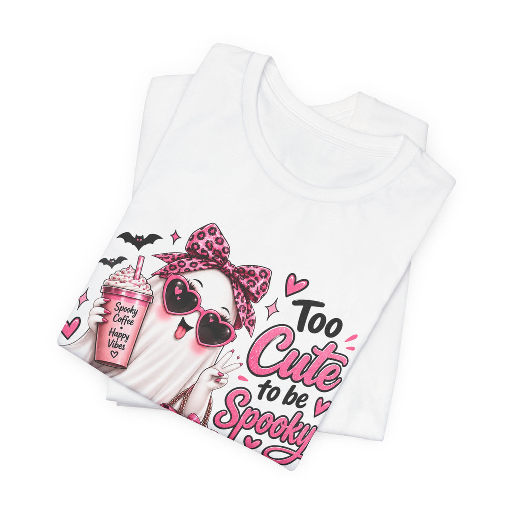 Cute Ghost Halloween T-Shirt | Too Cute to Be Spooky | Coquette Luxe