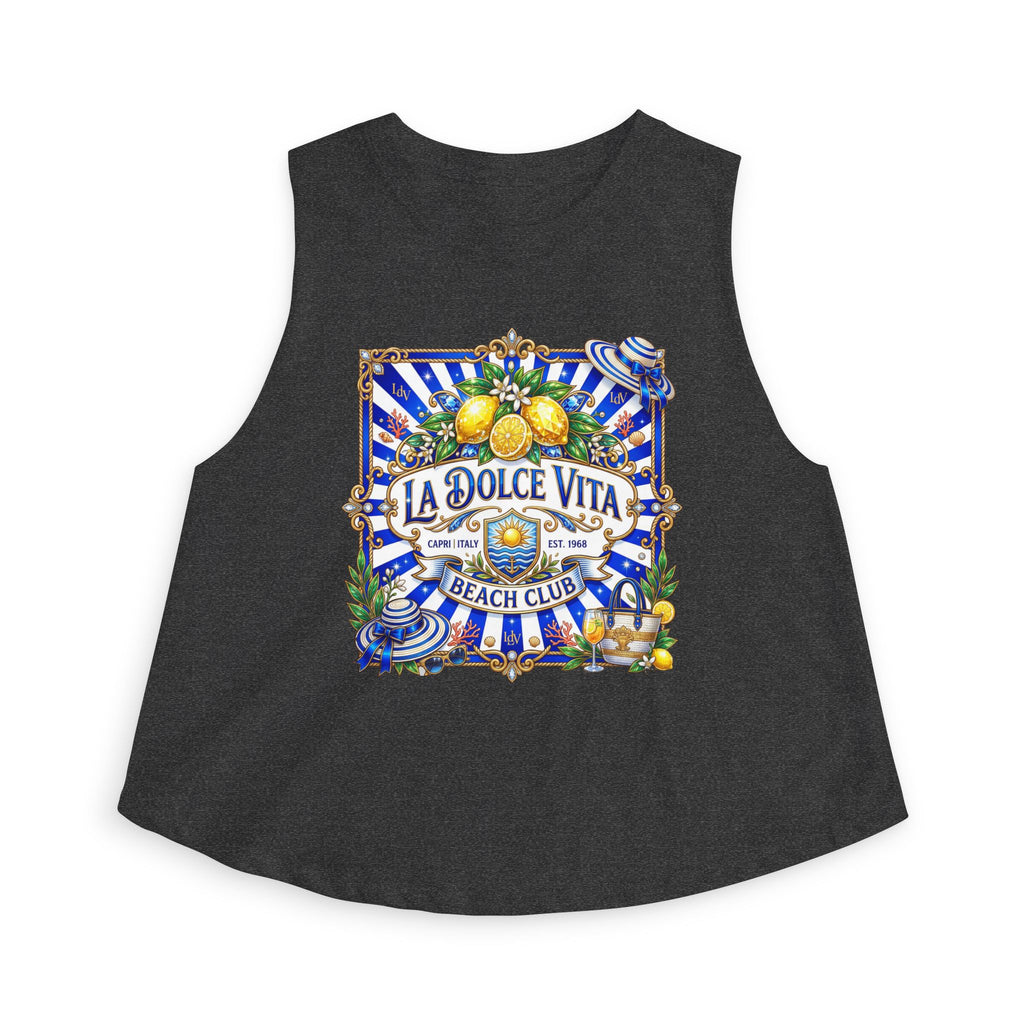 La Dolce Vita Lemon Beach Club Crop Top | Mediterranean Summer Graphic