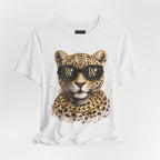 Leopard with Sunglasses Tee | Gold Chain Cheetah Graphic Shirt