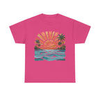 Vintage Sunset Palm Beach T-Shirt | Retro Surf Waves Tee