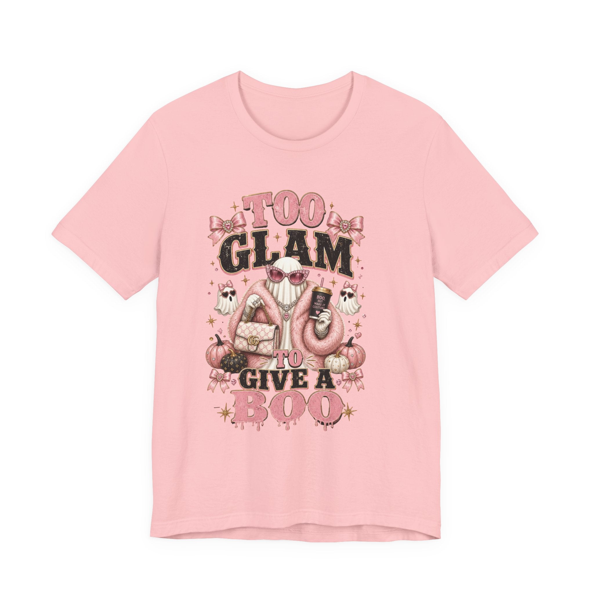 Too Glam To Give A Boo Halloween Tee — Pink Glamorous Costume Shirt