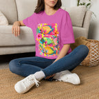 Tropical Colorful Fish T-Shirt | Neon Hibiscus Beach Illustration