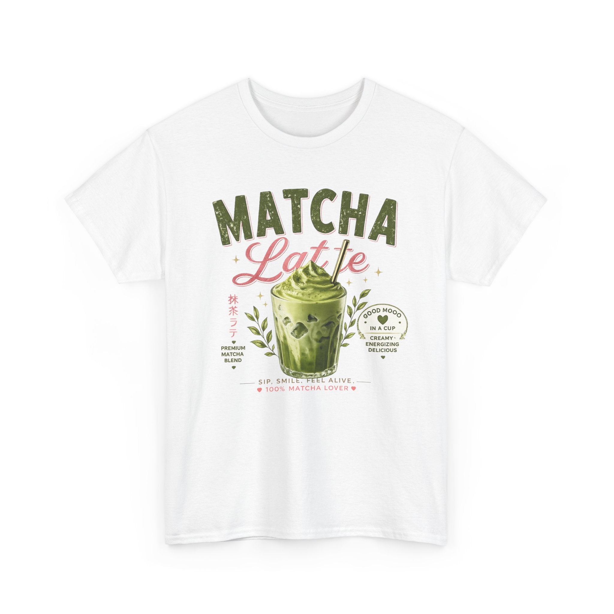 Matcha Latte T-Shirt | Iced Matcha Cup Graphic, Green Tea Illustration