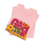God Is Good all the time T-Shirt | Floral Retro Typography