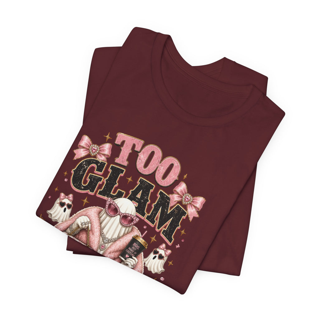 Too Glam To Give A Boo Halloween Tee — Pink Glamorous Costume Shirt