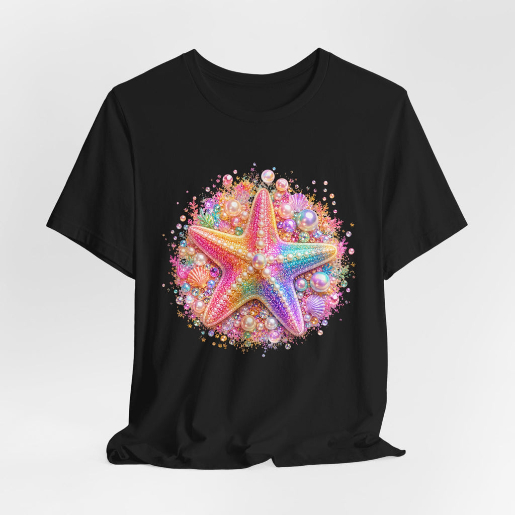 Rainbow Starfish T-Shirt | Colorful Seashell Beach Art