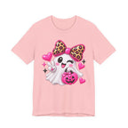 Pink Ghost Halloween T-Shirt with Leopard Bow