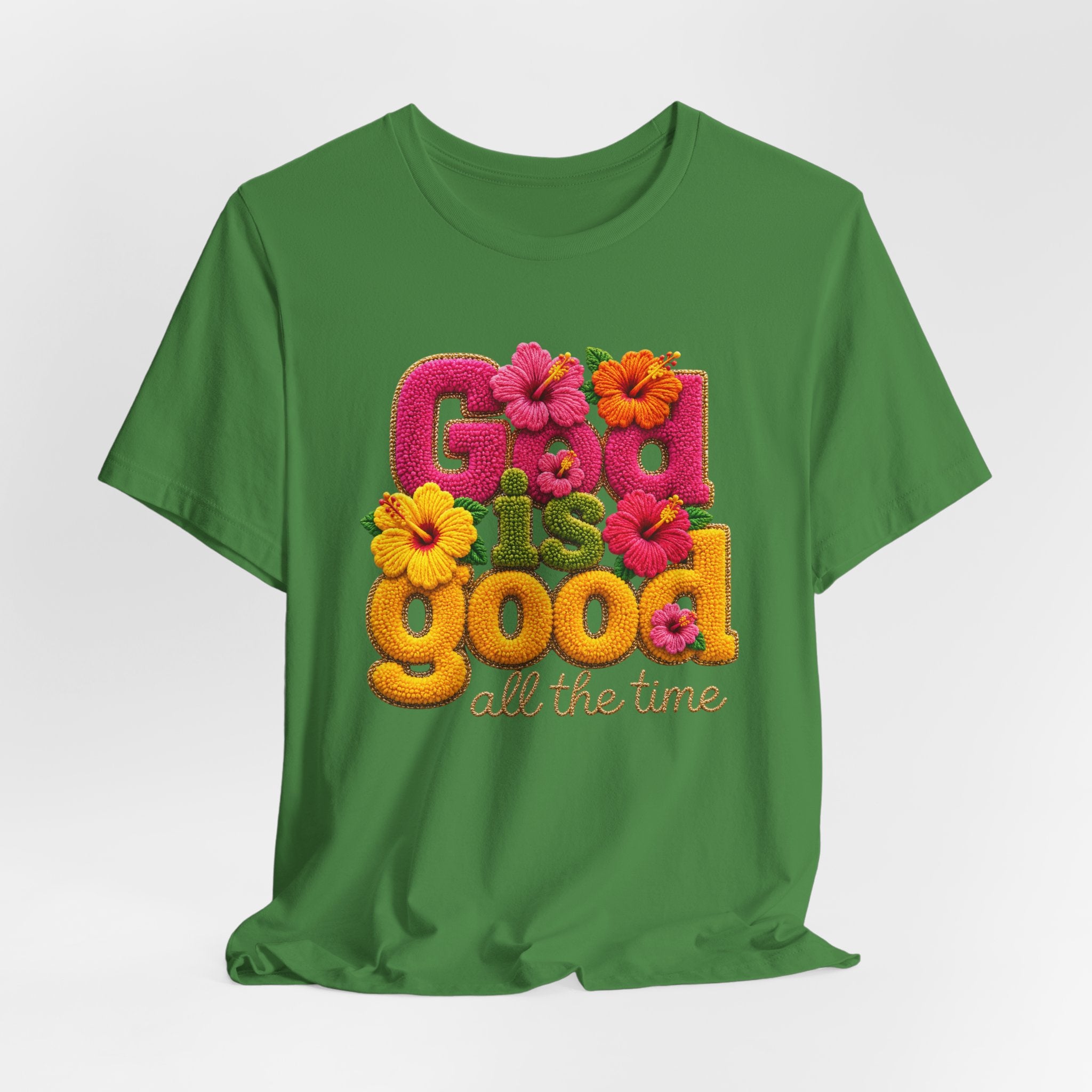 God Is Good all the time T-Shirt | Floral Retro Typography