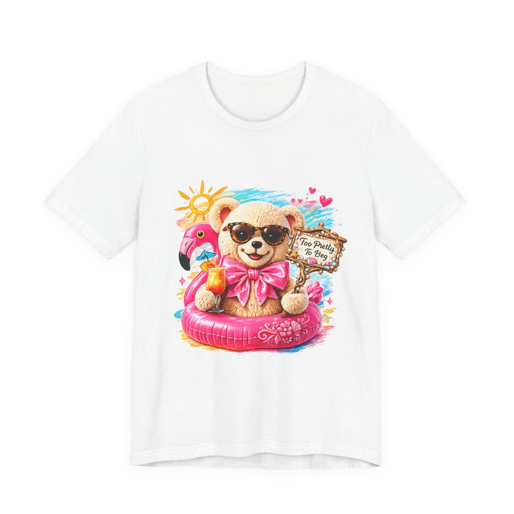 Teddy Bear Pool Float Tee | Summer Bear with Sunglasses and Flamingo