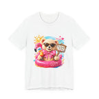 Teddy Bear Pool Float Tee | Summer Bear with Sunglasses and Flamingo