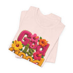 God Is Good all the time T-Shirt | Floral Retro Typography