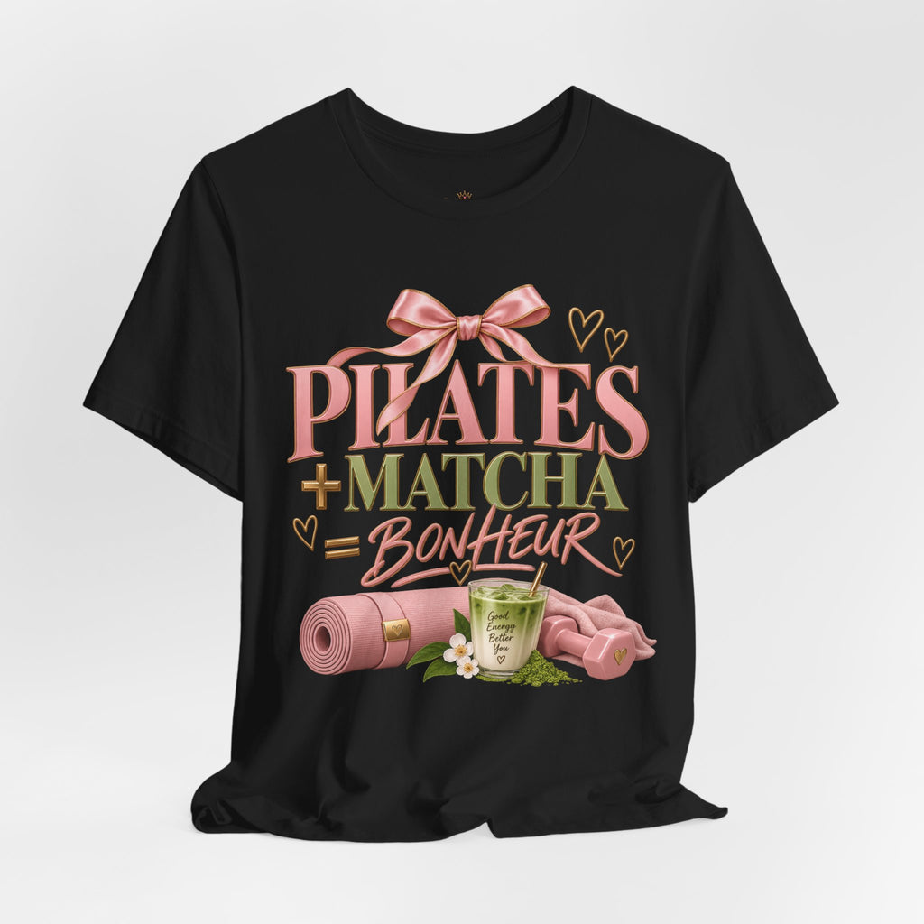 Pilates + Matcha Bonheur Tee — Yoga Mat & Matcha Fitness Shirt