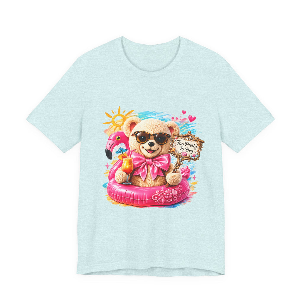 Teddy Bear Pool Float Tee | Summer Bear with Sunglasses and Flamingo