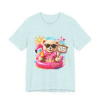 Teddy Bear Pool Float Tee | Summer Bear with Sunglasses and Flamingo