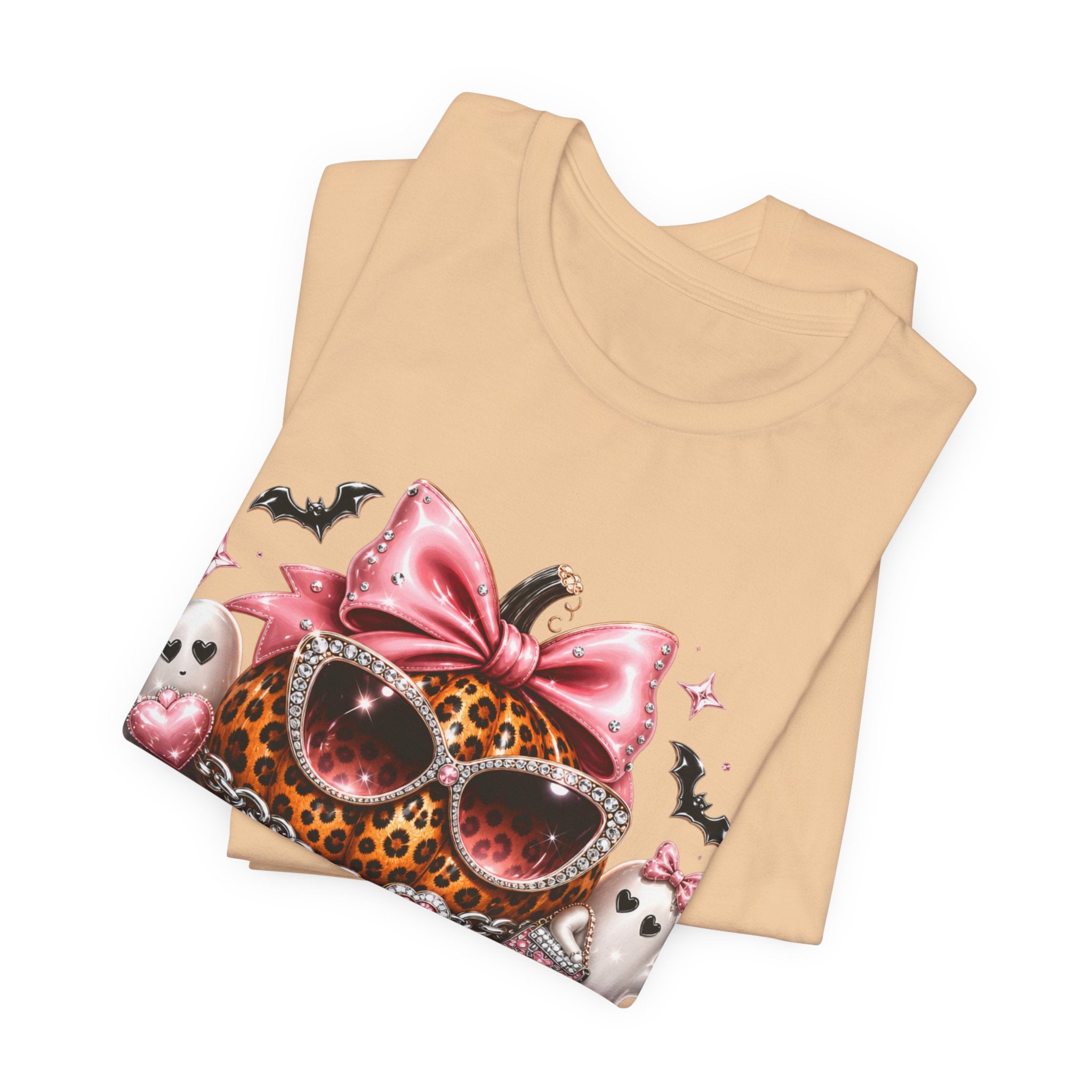 Spooky Mama T-Shirt — Cute Halloween Leopard Pumpkin Graphic Tee for Moms