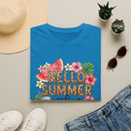 Hello Summer Vibes Watermelon Floral Leopard Print T-Shirt