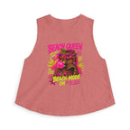 Beach Queen Cat Graphic Crop Top | Tropical Flamingo Bubblegum Retro