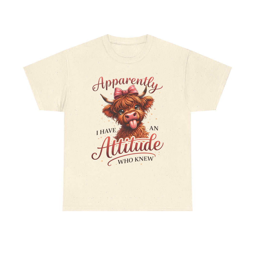 Apparently I Have An Attitude Cow T-Shirt | Cute Highland Cow Graphic