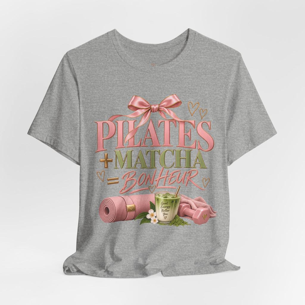 Pilates + Matcha Bonheur Tee — Yoga Mat & Matcha Fitness Shirt