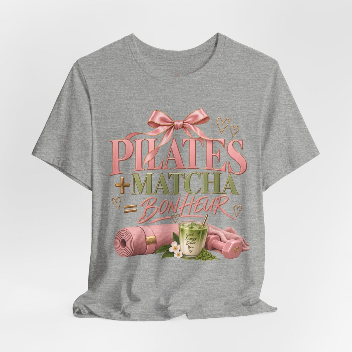 Pilates + Matcha Bonheur Tee — Yoga Mat & Matcha Fitness Shirt