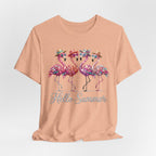 Hello Summer Flamingos T-Shirt | Pink Flamingo Beach Graphic Tee