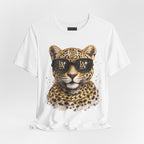 Leopard with Sunglasses Tee | Gold Chain Cheetah Graphic Shirt