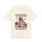 Trash But Luxury Raccoon Tee — Halloween Graphic T-Shirt with Pumpkins & Bats
