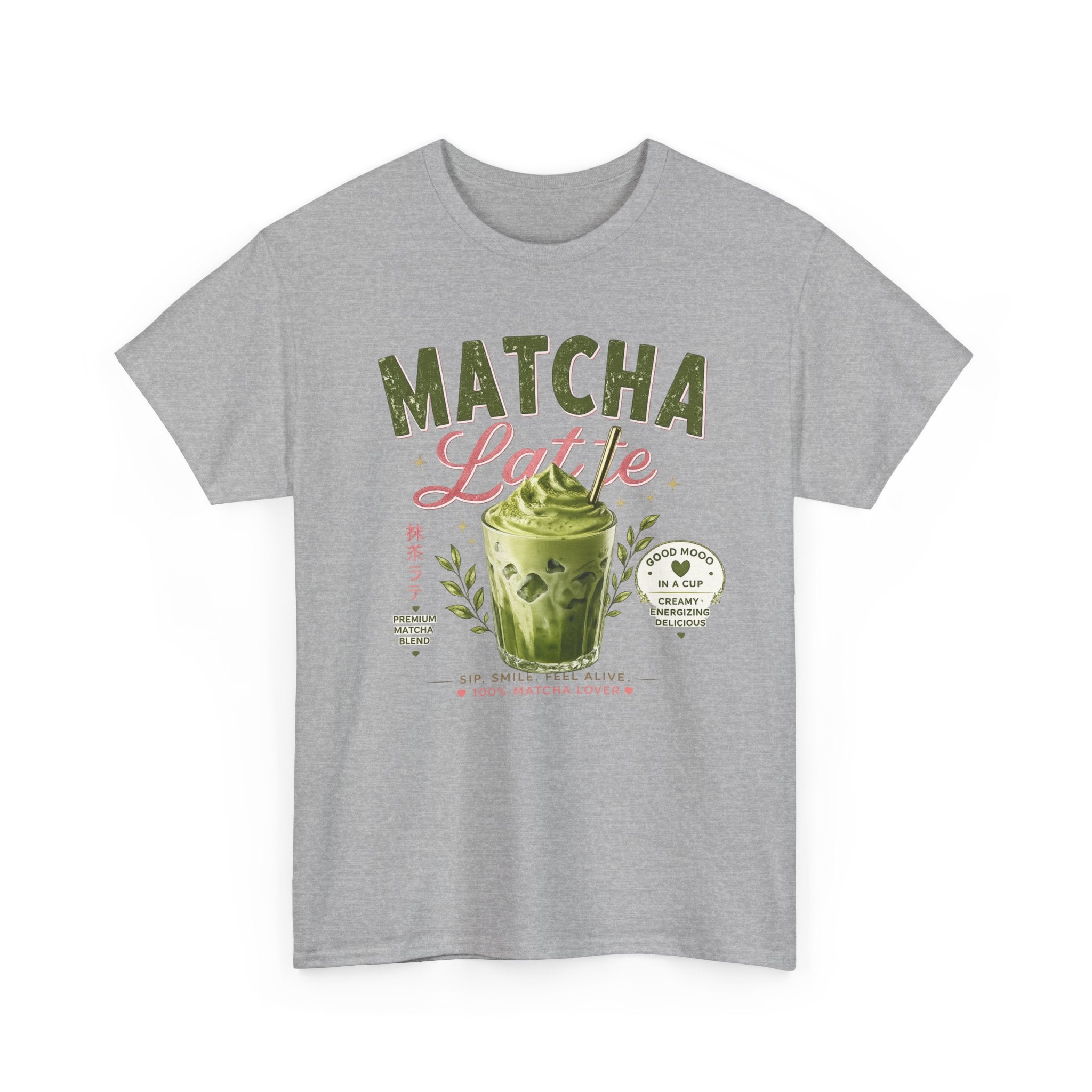 Matcha Latte T-Shirt | Iced Matcha Cup Graphic, Green Tea Illustration