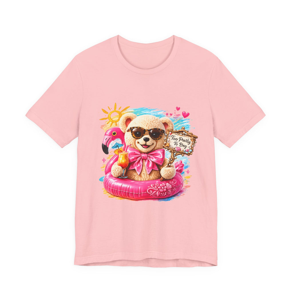 Teddy Bear Pool Float Tee | Summer Bear with Sunglasses and Flamingo