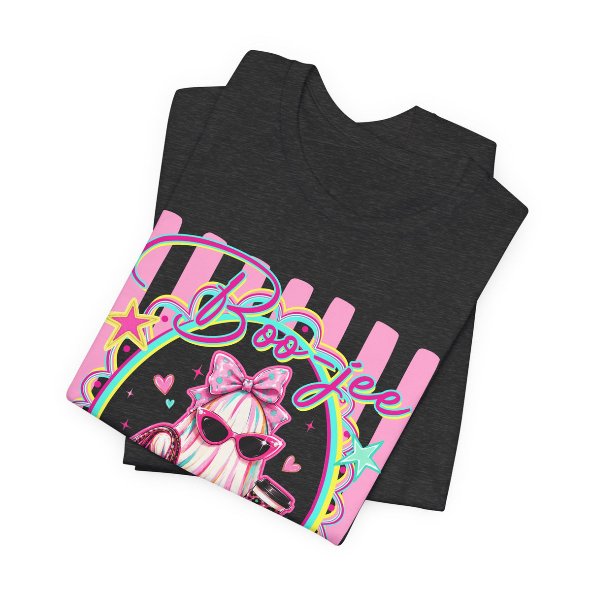 Boo-Jee Ghost Tee — Kawaii Fashion Ghost Graphic T-Shirt with Purse & Coffee
