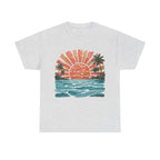 Vintage Sunset Palm Beach T-Shirt | Retro Surf Waves Tee
