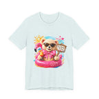 Teddy Bear Pool Float Tee | Summer Bear with Sunglasses and Flamingo