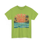 Vintage Sunset Palm Beach T-Shirt | Retro Surf Waves Tee