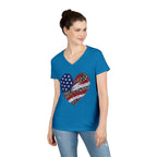 American Flag Leopard Heart T-Shirt | V-Neck Patriotic Tee